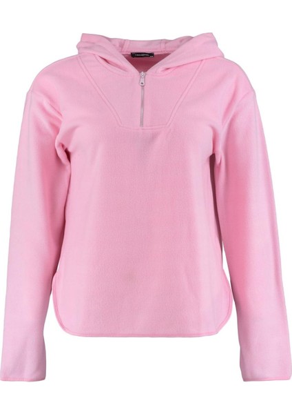 Kadın Büyük Beden Moda Şık Oversize Kapüşonlu Düşük Kol Regular Kalın Polar Örme Sweatshirt
