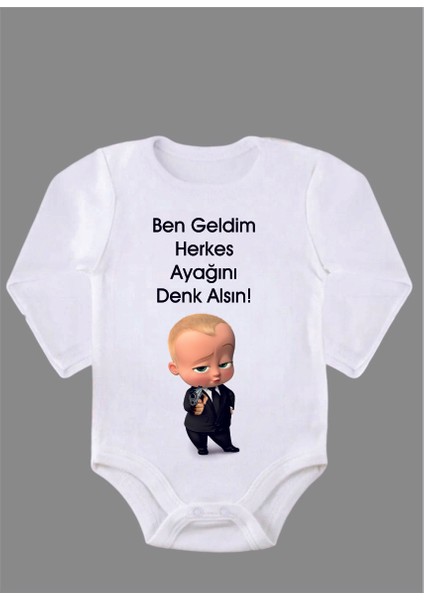 Uzun Kollu Organik Pamuk Baskılı Bebek Body Çıtçıtlı Zıbın Zbn054