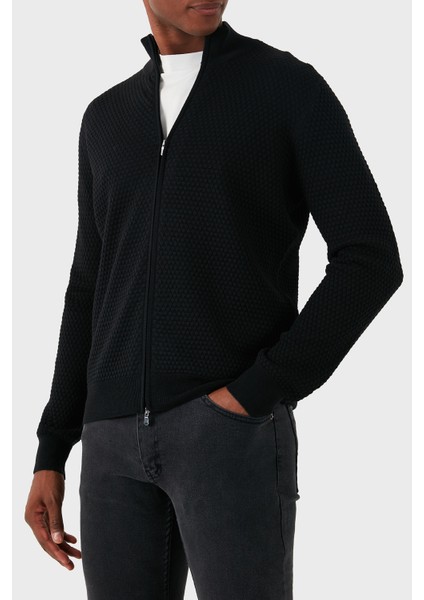 % 100 Yün Regular Fit Dik Yaka Fermuarlı Hırka Erkek Hırka 57178 14222 099 fırsatları