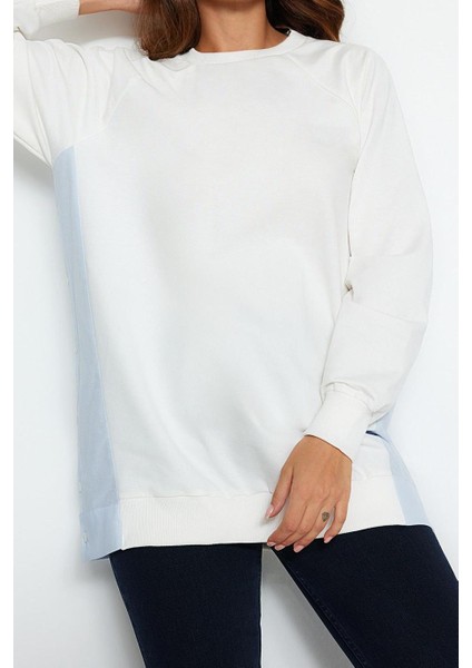 Kadın Tesettür Moda Şık Regular Bisiklet Yaka Standart Kol Regular Dokuma Parçalı Örme Tunik fırsatları