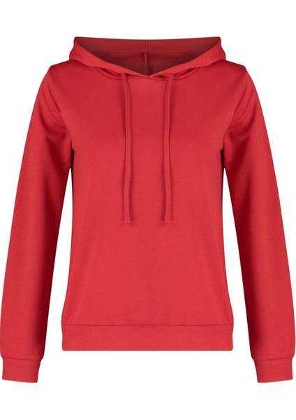 Kadın Moda Şık Regular Kapüşonlu Standart Kol Regular Normal Kalıp Basic Ince Örme Sweatshirt