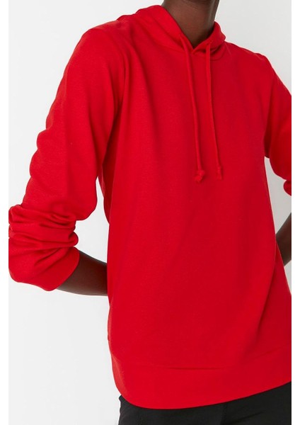 Kadın Moda Şık Regular Kapüşonlu Standart Kol Regular Normal Kalıp Basic Ince Örme Sweatshirt