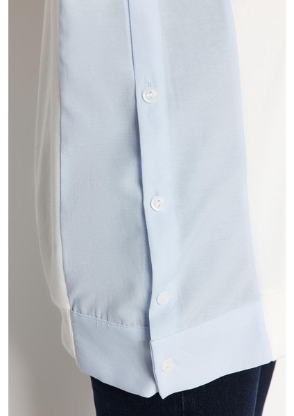 Kadın Tesettür Moda Şık Regular Bisiklet Yaka Standart Kol Regular Dokuma Parçalı Örme Tunik indirimleri