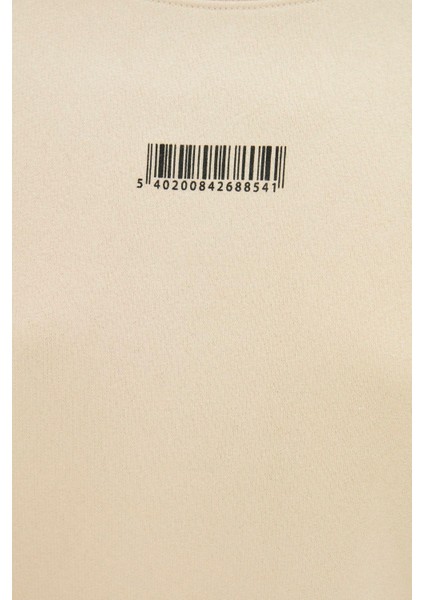 Kadın Bisiklet Yaka Balon Kol Kalın Içi Polarlı Minimal Baskılı Balon Kol Örme Sweatshirt fırsatları