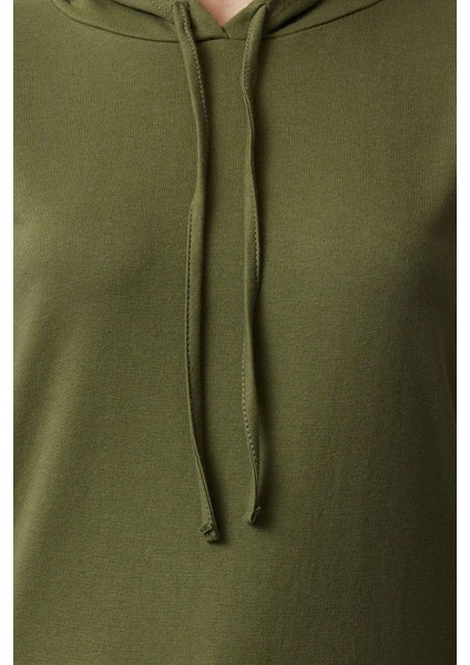 Kadın Moda Şık Regular Kapüşonlu Standart Kol Regular Basic Ince Örme Sweatshirt