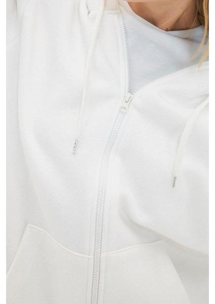 Kadın Oversize Kapüşonlu Düşük Kol Uzun Geniş Kalıp Fermuarlı Kalın Içi Polarlı Sweatshirt
