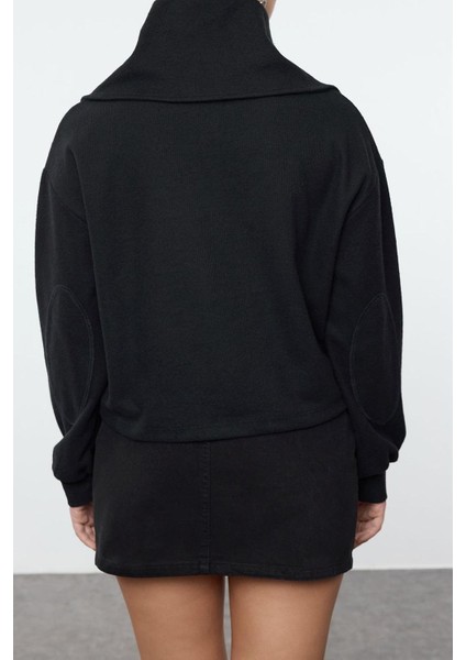 Kadın Relaxed Fermuarlı Yaka Standart Kol Selanik Triko Fermuarlı Yaka Normal Kalıp Örme Sweatshirt indirimleri