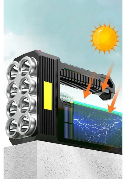 Güneş Enerjili 8 Gözlü Kamp Lambası Solar ve Uzun Menzilli Kamp Feneri Yüksek Performanslı