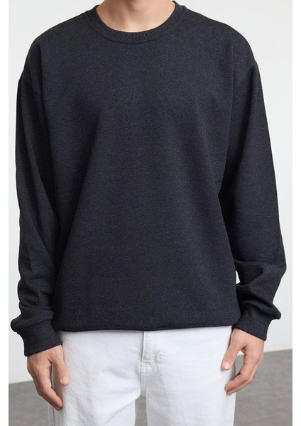 Kadın Moda Şık Bol Bisiklet Yaka Standart Kol Regular Smiley Lisans Unısex Geniş Kesim Sweatshirt