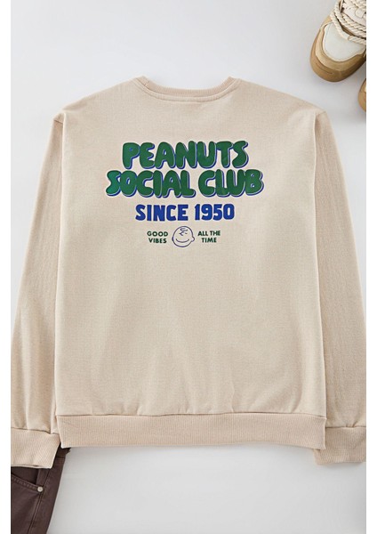 Kadın Moda Şık Bol Bisiklet Yaka Standart Kol Regular Unısex Geniş Kesim Sweatshirt