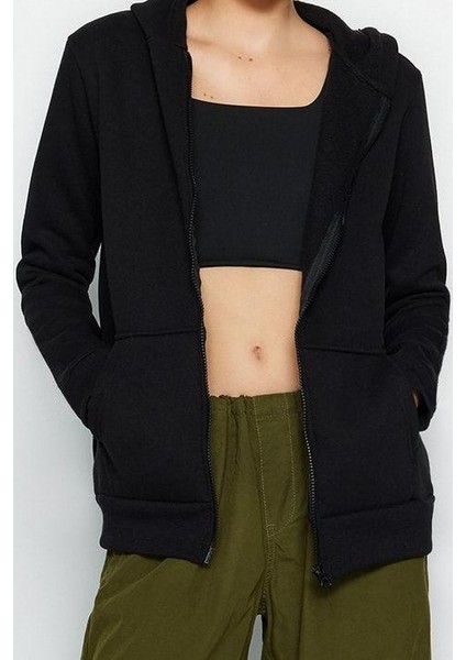 Kadın Moda Şık Regular Kapüşonlu Standart Kol Regular Örme Sweatshirt