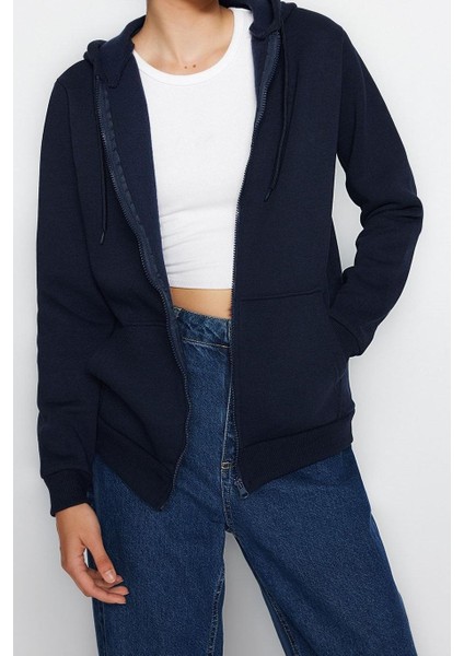 Kadın Moda Şık Oversize Kapüşonlu Düşük Kol Uzun Geniş Kalıp Kalın Içi Polarlı Sweatshirt