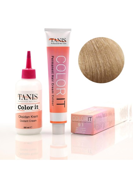 Color-It (100 Ml) Permanent Saç Boyası 9.1 (Açık Küllü Sarı)