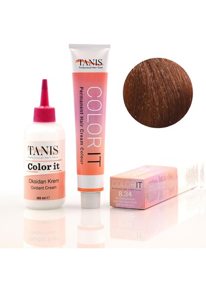 Color-It 100 ml Permanent Saç Boyası 8.34 (Parlak Altın-Bakır Sarısı)