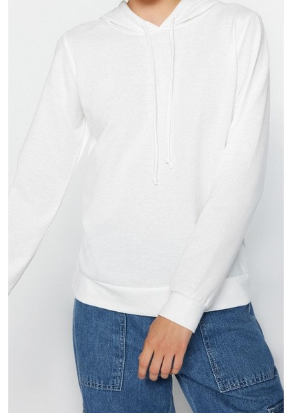 Kadın Moda Şık Regular Kapüşonlu Standart Kol Regular Basic Ince Örme Sweatshirt