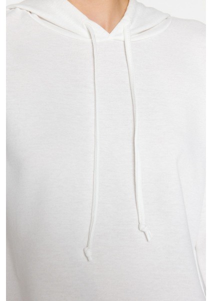 Kadın Moda Şık Regular Kapüşonlu Standart Kol Regular Basic Ince Örme Sweatshirt