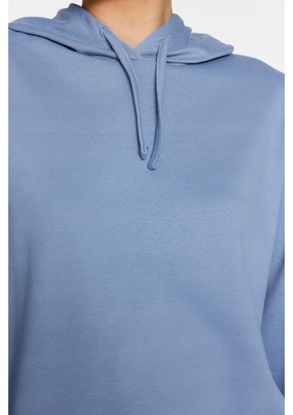 Kadın Moda Şık Regular Kapüşonlu Standart Kol Regular Ince Örme Sweatshirt
