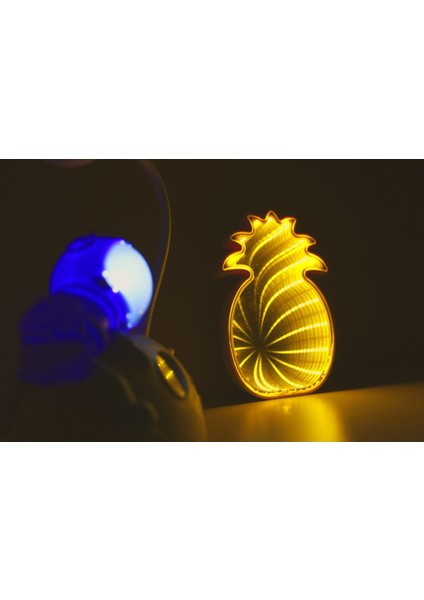 Ay Üzerinde Astronot Ve Ayna Yansımalı Led Ananas Gece Lambası