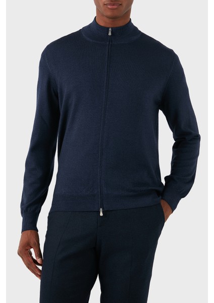 % 100 Yün Regular Fit Fermuarlı Dik Yaka Hırka Erkek Hırka 55144 22792 905