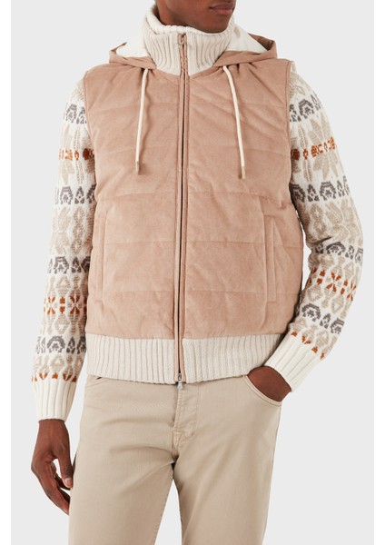 % 100 Yün Regular Fit Kapüşonlu Yelek Erkek Yelek 78145 55006 110