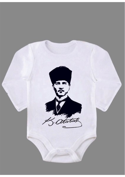 Uzun Kollu Organik Pamuk Baskılı Bebek Body Çıtçıtlı Zıbın Zbn022