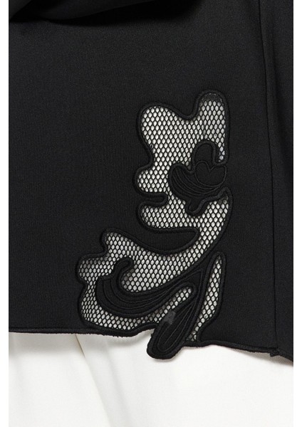 Kadın Tesettür Bisiklet Yaka Standart Kol Dantel Detaylı Dalgıç Scuba Örme Sweatshirt