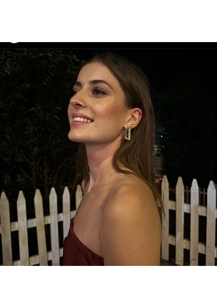 Pembe Taşlı Bague Dikdörtgen Carla Serenay Küpe indirimleri