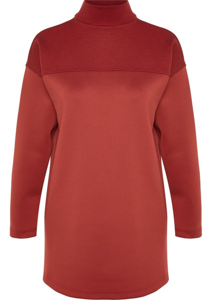 Kadın Tesettür Moda Şık Regular Dik Yaka Standart Kol Regular Örme Sweatshirt Tunik