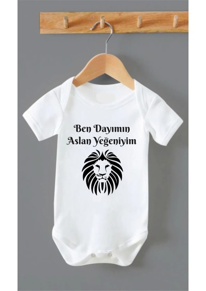 Organik Pamuk Ben Dayımın Aslan Yeğeniyim 2 Baskılı Bebek Body Badi Çıtçıtlı Zıbın Zbn203