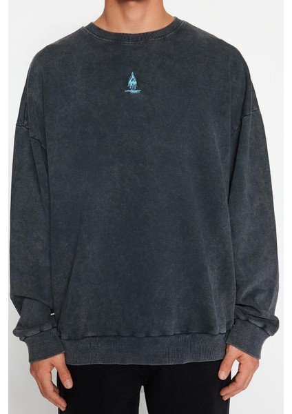Kadın Moda Bol Bisiklet Yaka Standart Kol Standart Geniş Kesim Pamuk Mistik Temalı Sweatshirt