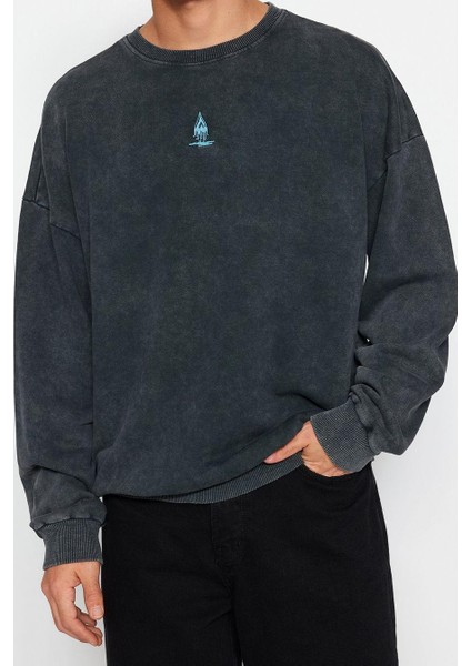 Kadın Moda Bol Bisiklet Yaka Standart Kol Standart Geniş Kesim Pamuk Mistik Temalı Sweatshirt modelleri