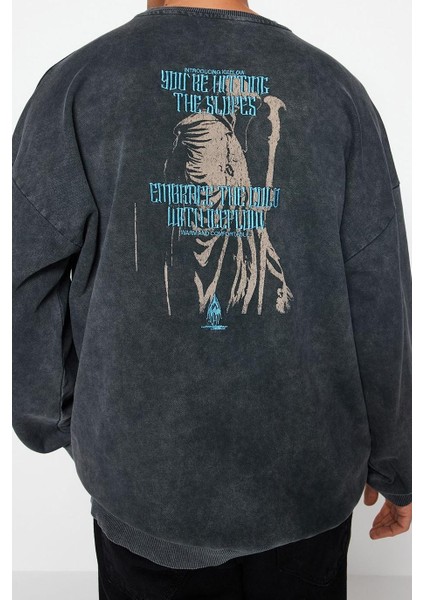 Kadın Moda Bol Bisiklet Yaka Standart Kol Standart Geniş Kesim Pamuk Mistik Temalı Sweatshirt fırsatları