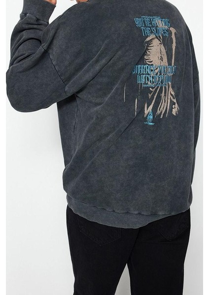 Kadın Moda Bol Bisiklet Yaka Standart Kol Standart Geniş Kesim Pamuk Mistik Temalı Sweatshirt indirimleri