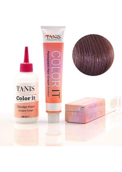 Color-It 100 ml Permanent Saç Boyası 7.1 (Orta Küllü Kumral)
