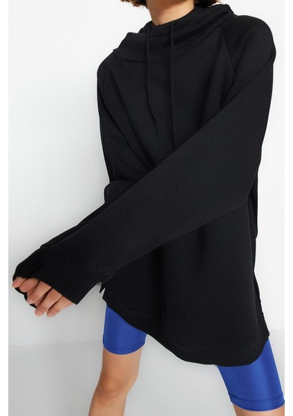 Kadın Moda Şık Bol Kapüşonlu Düşük Kol Uzun Şardonlu Örme Sweatshirt fırsatları