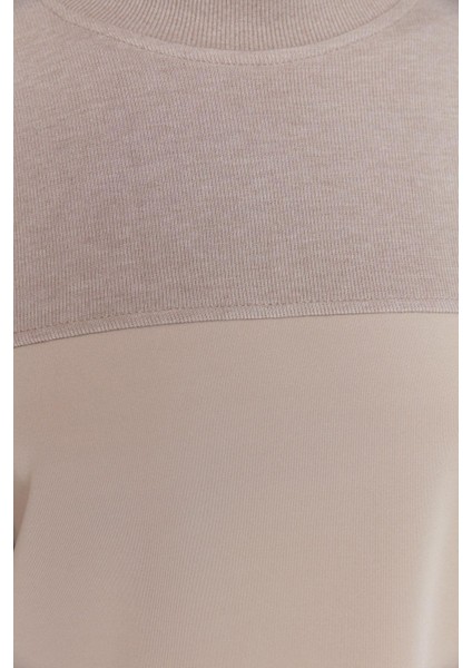 Kadın Tesettür Moda Şık Regular Dik Yaka Standart Kol Regular Örme Sweatshirt Tunik