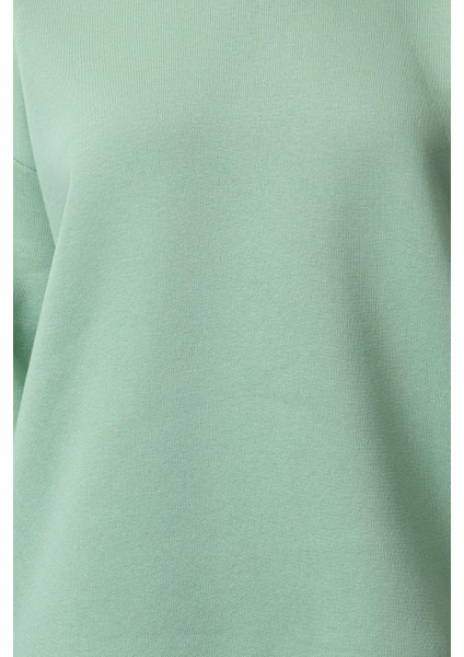 Kadın Moda Oversize Bisiklet Yaka Düşük Kol Uzun Rahat Kesim Basic Kalın Içi Polarlı Örme Sweatshirt fırsatları