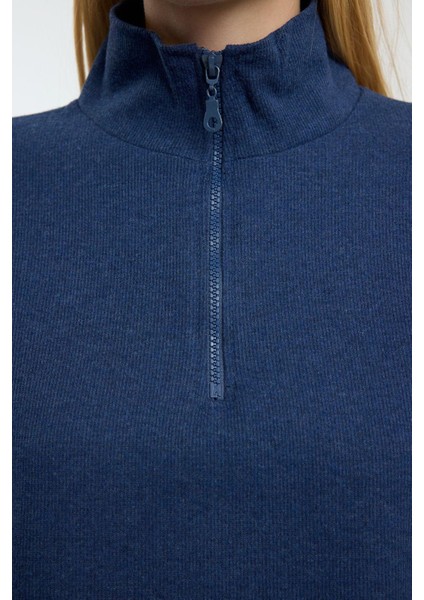 Kadın Fermuarlı Yaka Düşük Kol Selanik Triko Fermuarlı Yaka Normal Kalıp Örme Sweatshirt fırsatları