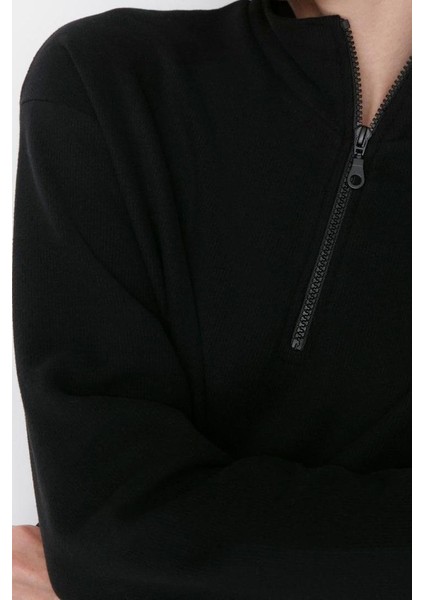 Kadın Fermuarlı Yaka Düşük Kol Selanik Triko Fermuarlı Yaka Normal Kalıp Örme Sweatshirt fiyatları