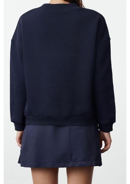 Kadın Moda Şık Regular Bisiklet Yaka Düşük Kol Regular Nakışlı Sweatshirt indirimleri