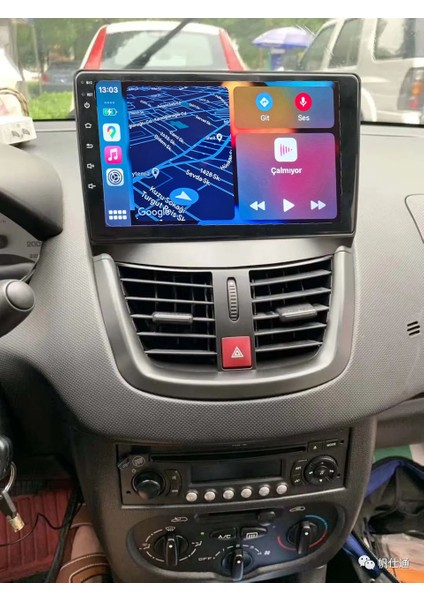 Peugeot206/Peugeot207(2006-2012)Yıl Android Sürüm 13 Kablosuz Carplay Navigasyon Multimedya 9 Inç Ekran 4G Ram + 64GB Hafıza Çerçeveli ve arka görüş kameralı