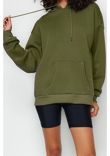 Kadın Moda Şık Oversize Kapüşonlu Düşük Kol Uzun Kalın Içi Polarlı Geniş Kalıp Basic Örme Sweatshirt modelleri