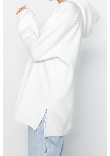 Kadın Moda Şık Bol Kapüşonlu Düşük Kol Uzun Şardonlu Örme Sweatshirt fiyatları