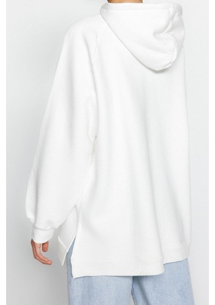 Kadın Moda Şık Bol Kapüşonlu Düşük Kol Uzun Şardonlu Örme Sweatshirt indirimleri