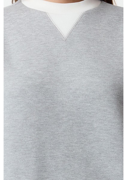 Kadın Moda Şık Bol Dik Yaka Düşük Kol Uzun Geniş Kalıp Kalın Örme Sweatshirt