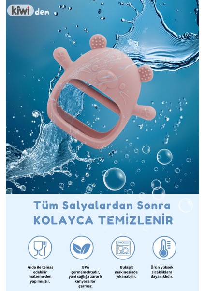 Sincap Bebek Diş Kaşıyıcı, Emzik Uçlu Eldiven Şeklinde Oyuncak Dişlik Silikon - Dark Pink Renk