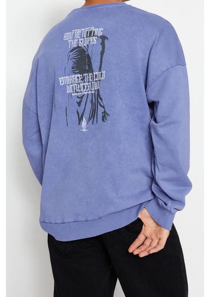 Unisex Moda Bol Bisiklet Yaka Standart Kol Standart Geniş Kesim Pamuk Eskitme Mistik Sweatshirt modelleri