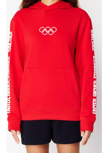 Kadın Moda Şık Oversize Kapüşonlu Standart Kol Regular Unısex Örme Sweatshirt