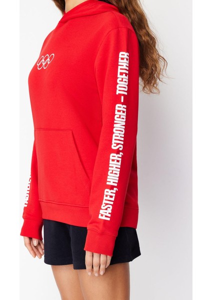Kadın Moda Şık Oversize Kapüşonlu Standart Kol Regular Unısex Örme Sweatshirt