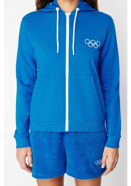 Kadın Moda Şık Regular Kapüşonlu Düşük Kol Regular Örme Sweatshirt